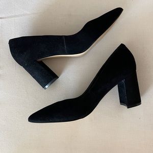 Marc Fisher Black Suede Caitlin Block Heel Pumps